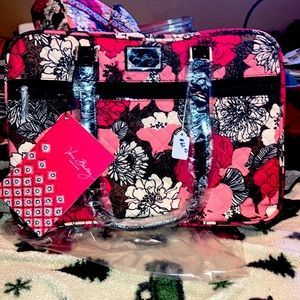 Vera Bradley mocha rouge pink and brown brand new Christmas luggage NEW